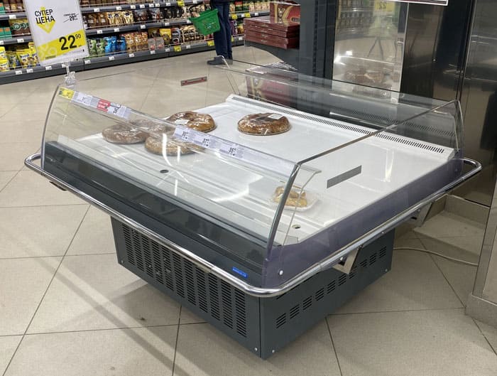 Витрина холодильная Promo 1250 мм в аренду, температурный режим +1 +10 градусов, открытая выкладка, рекламная